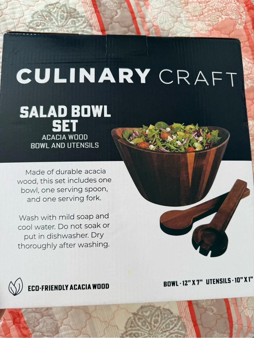 Culinary Craft Acacia Wood Salad Bowl Set - Brown